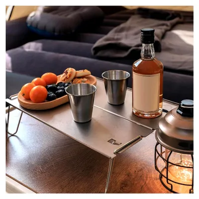 Produktbild von Edelstahl-Trinkbecher für den Außenbereich, stapelbare tragbare Gläser mit Etui, multifunktionale Reise-Wasserbecher für Camping und Wandern