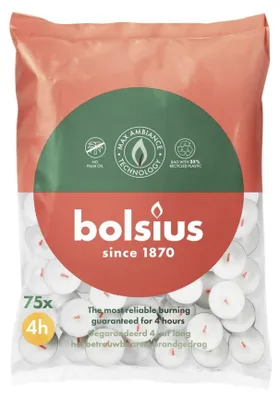Obrázok produktu pre Čajové sviečky/žiarovky Bolsius - 4 hodiny - 75 kusov