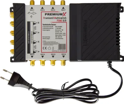 Produktbild von PremiumX PXMS 9/8 Multischalter mit Netzteil Multiswitch 2 SAT für 8 Teilnehmer