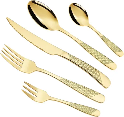 Produktbild von Besteckset 30-teilig, für festliche Anlässe, für 6 Personen, Edelstahl, goldfarben