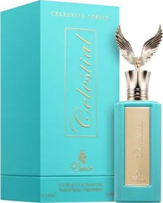 A perfume bottle and its box are displayed against a white background.