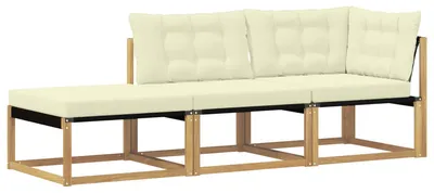 Image de Canapé modulable vidaXL avec coussins, blanc, 241,5 x 83 x 73 cm