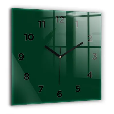 Obrázok produktu pre Wallfluent Hodiny - Sklenené Nástenné Hodiny - Tichý Quartz Strojček - Nástenná Dekorácia Spálňa Kuchyň - Čierna Ruky - 60x60 cm - Farebná fľaša zelená