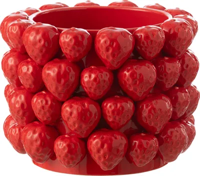 Image de J-Line Cache-pot Fraise Céramique Rouge Large