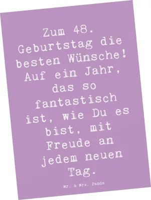 Produktbild von Mr. & Mrs. Panda Postkarte Spruch 48. Geburtstag - Lavendeltraum - Geschenk, bildkarte, Alter, Postkarten, Fotokarte, liebevoll handgefertigt, Glückwunsch, Happy Birthday