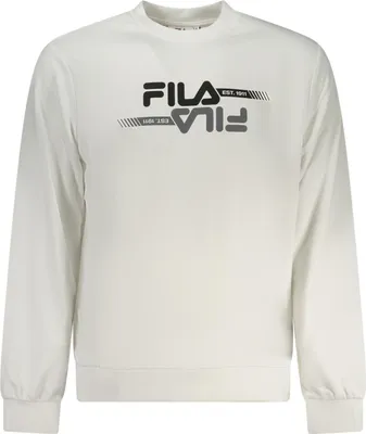 Produktbild von Herren Langarm-Sweatshirt Weiß - Regular Fit, Aufgeraut, Druck-Design