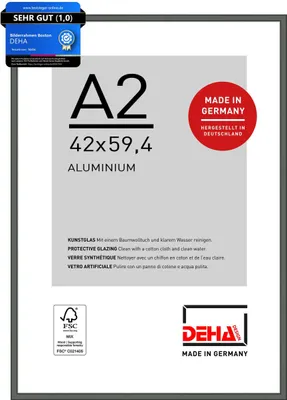 Produktbild von DEHA Design Aluminium Bilderrahmen Boston, 42x59,4 cm (A2), Contrastgrau
