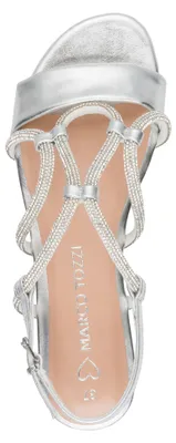 Produktbild von MARCO TOZZI Damen Sandale glänzende Bänder Schnalle Vegan 2-28101-46, Größe:38 EU, Farbe:Silber