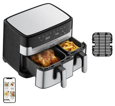 Immagine prodotto di Tefal Dual Easy Fry & Grill EY905D Double 8.3 L Stand-alone 2700 W Hot air fryer Stainless steel