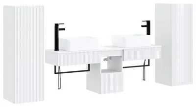 Image de Ensemble de meubles de salle de bain, 5 pièces, blanc, 33 x 34,5 x 100 cm