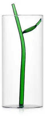 Vase, Borosilikatglas, handgefertigt, Blattgrün, H24 cm