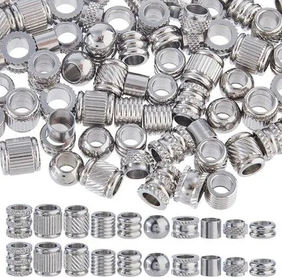 Immagine prodotto di Set di gioielli in stile europeo - Gioielli in metallo - Gioielli fatti a mano - Foro di grande diametro - 100 pezzi - Colore argento