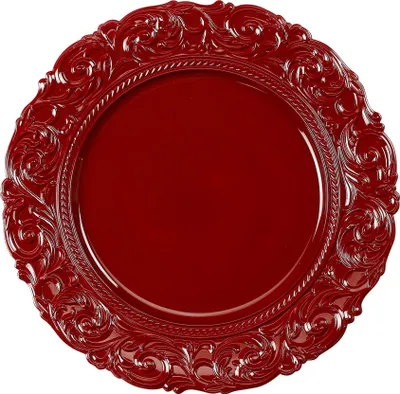 Produktbild von Dekoteller 33cm Kunststoff mit prunkvollem Muster - Rot