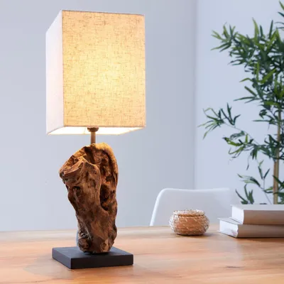Produktbild von cagü: Unikat Tischlampe JAMBI Beige aus Treibholz handgefertigt 45cm Höhe