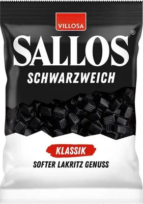 Produktbild von Sallos Schwarzweich Klassik Weichlakritz für Vegetarier geeignet 200g