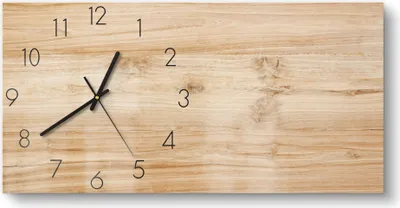 Produktbild von DEQORI Glasuhr 60x30 cm Zahlen 'Holzstruktur detailliert' Wanduhr Glas Uhr Design leise
