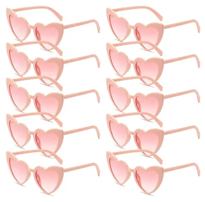 10er Set Herzbrille, Party-Sonnenbrille, Herzform, Rosa