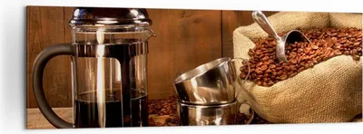 Produktbild von Bild auf Leinwand - Leinwandbild - Kaffeebohnen gerösteter Kaffee Tasse - 160x50cm - Wand Bild - Wanddeko - Leinwanddruck - Bilder - Kunstdruck - Leinwand bilder - Wandkunst - AB160x50-0434