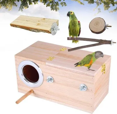 Produktbild von Famanu Vogelzuchtkasten - Nestkasten und Vogelkäfige für Zwergpapageien, Wellensittiche und Finken - Größe L