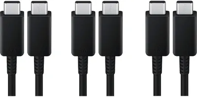 Produktbild von 3x Schnell-Ladekabel USB-C 1m 5A schwarz für ZTE Axon 40 30 20 11 10 9 Ultra Pro 5G beidseitig USB Typ C Anschluss