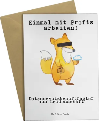 Produktbild von Mr. & Mrs. Panda Grußkarte Datenschutzbeauftragter Leidenschaft - Weiß - Geschenk, Lustig, weihnachtskarten, glückwunschkarten, Datenschutz, Datenschützer, Spruch, Beruf