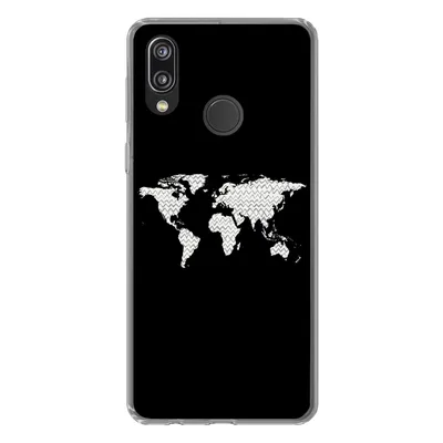 Produktbild von MuchoWow® Handyhülle Schutzhülle Hülle für Huawei P20 Lite (2020) Weltkarte - Muster - Schwarz Silikon Softcase Handy Hülle - Kartenhalter