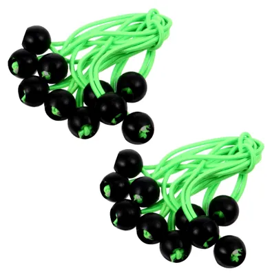 Produktbild von 20 Stück Schwarze Bungee-Gummiseile mit Kugeln für Camping und Zurranwendungen