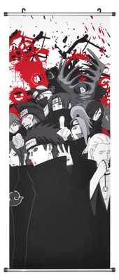 Obrázok produktu pre Veľký zvitkový obraz Naruto / Kakemono z látky | plagát 100x40cm | motív: Akatsuki