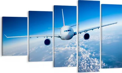 Produktbild von Bild auf Leinwand - Leinwandbild - Flugzeug himmel wolken flug - 100x60cm - Wand Bild - Wanddeko - Leinwanddruck - Bilder - Kunstdruck - Wanddekoration - Leinwand bilder - Wandkunst - EG100x60-2723