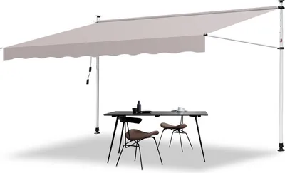 Produktbild von Jopassy Balkonmarkise Längenwahl Wasserabweisend Klemmmarkise Kurbel Sonnenschutz mit Handkurbel Beige 4M