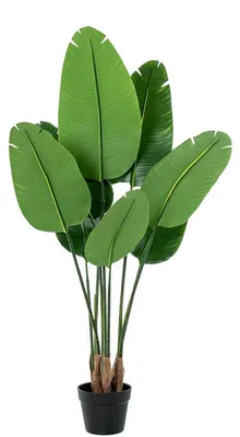 Obrázek produktu pro Umělá rostlina se 3 stonky a 8 listy z PVC, barva zelená, rozměry 120 x 25 x 25 cm