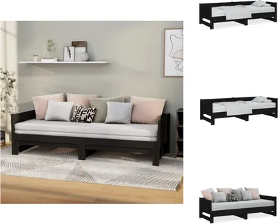 Obrázok produktu pre vidaXL Rozkladacia denná posteľ čierna masív borovica 2x(90x200) cm - Postele a rámy postelí
