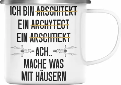 Produktbild von Trendation - Architekt Geschenk Emaille Tasse Lustig Emaille Emaille Tasse mit Spruch Architektur Architekten Geschenkidee (Silber)