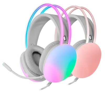 Produktbild von Mars Gaming MH-Glow, 360° Full Chroma RGB Flow Headset, Geräuschunterdrückendes Mikrofon, Ultralight, Memory-Foam, Windows/PS4/PS5/XBOX Series X|S/ONE/Mac/Switch/Switch 2/Smartphone/Tablet, Rose