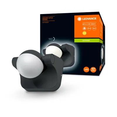 Zdjęcie produktu dla LEDVANCE Endura Style Sphere, Oświetlenie zewnętrzne ścienne, Szary, Aluminium, Poliwęglan (PC), IP44, Wejście, Fasada, I