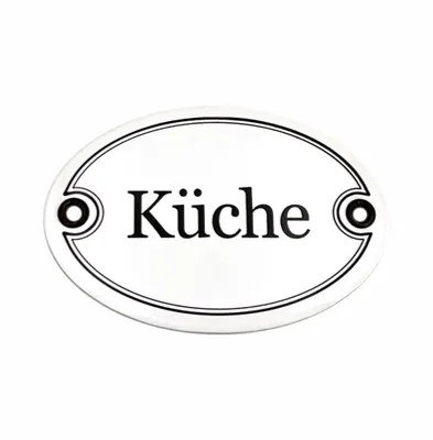 Produktbild von Emaille Türschild KÜCHE oval 7x10 cm Schild Emailschild Vintage Metallschild - Blechschild - Küchendeko - Deko Retro Wandschild (Weiß)