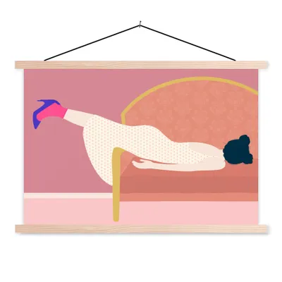 Produktbild von MuchoWow® Textilposter Vintage - Frauen - Pastell 60x40 cm mit holzfarbenen Rahmen - Bilder