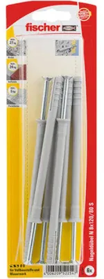 Produktbild von fischer Nageldübel N 8 x 120 / 80 S mit Schraube