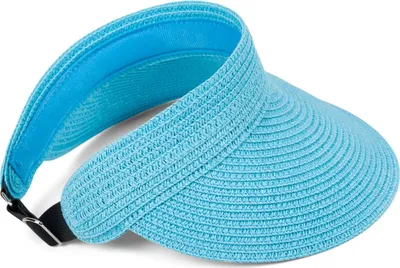 Produktbild von styleBREAKER Papierstroh Visor Cap einfarbig | Sonnenvisier mit elastischem Band und Hakenverschluss | Luftige Schildkappe als Sonnenhut für Damen