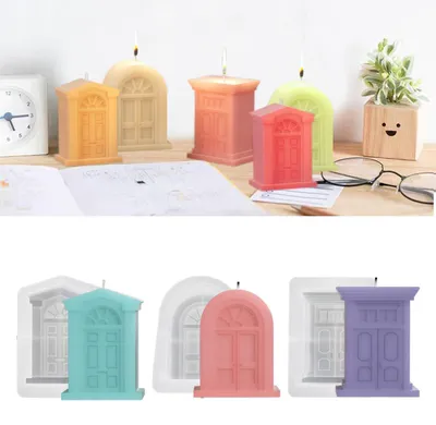 Immagine prodotto di Set di 3 stampi in silicone a forma di casa 3D, ideali per realizzare candele e oggetti in gesso