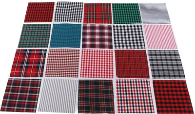 Zdjęcie produktu dla Zerodis Christmas tree wool squares, 20pcs plaid fabric plaid Pr��fen polyester fabric squares Prepalo Christmas startan -scrap 25x25cm Rich Bright colours Classic pattern