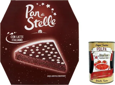 Produktbild von 3x Pan di Stelle Torta al Cioccolato, Ready to eat, Bereit -to -taste Kuchen mit Schokolade und Kakao 445g + Italian Gourmet polpa 400g