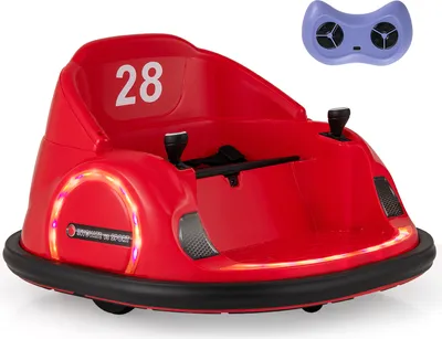 Produktbild von COSTWAY Autoscooter Kinder, Bumper Car elektrisch mit blinkenden LEDs, Fernsteuerung, Musik & 360°-Drehung Kinderscooter für Kinder ab 18 Monaten Rot