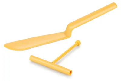 Crepe-Wender mit Querstab, Kunststoff, gelb, 34,7 x 14 x 5,5 cm