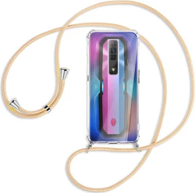 Produktbild von Handykette Backcover-Schutzhülle mit Band (Metall silberfarben) für ZTE nubia Red Magic 7 - Goldkordel