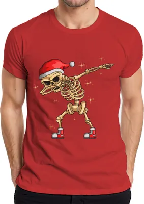 Produktbild von Dabbing Skelett Weihnachtsmütze - Weihnachten Weihnachtsgeschenk Christmas Herren T-Shirt, Rot, 3XL
