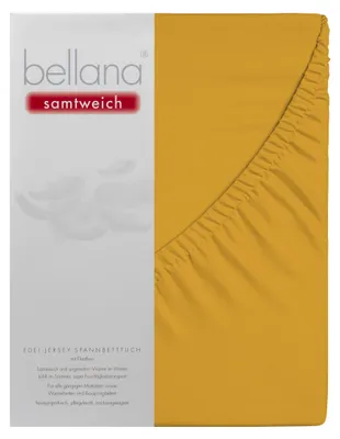 Produktbild von Bellana samtweich - Nobel-Jersey Elasthan Spannbetttuch 140-160 x 200-220 cm gold Perfekte Passform dank Elasthan