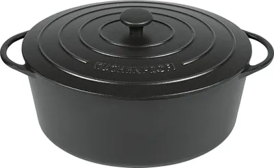 Produktbild von KÜCHENPROFI Bratentopf Provence Gusseisen mit Deckel 8,9 l 35x14cm schwarz