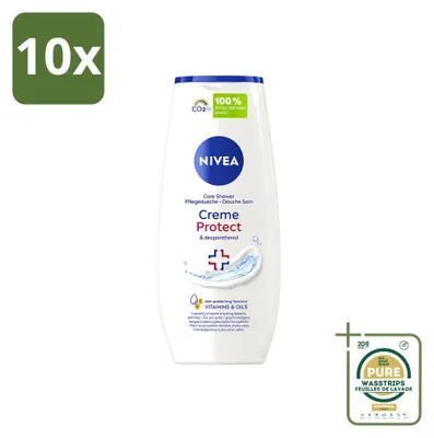 Imagen del producto de 10 unidades de gel de ducha NIVEA Crème Protect & Dexpantenol - 250 ml - Paquete de ahorro - 10 piezas