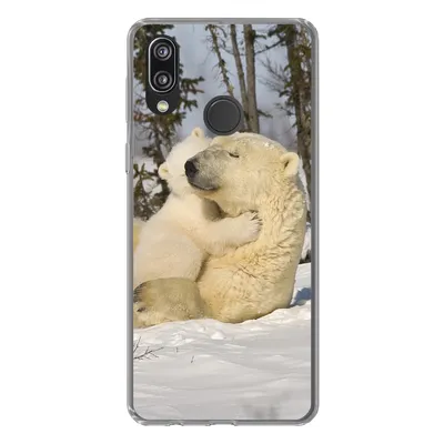 Produktbild von MuchoWow® Handyhülle Schutzhülle Hülle für Huawei P20 Lite (2020) Eisbär - Schnee - Höhle - Jungtier Silikon Softcase Handy Hülle - Kartenhalter